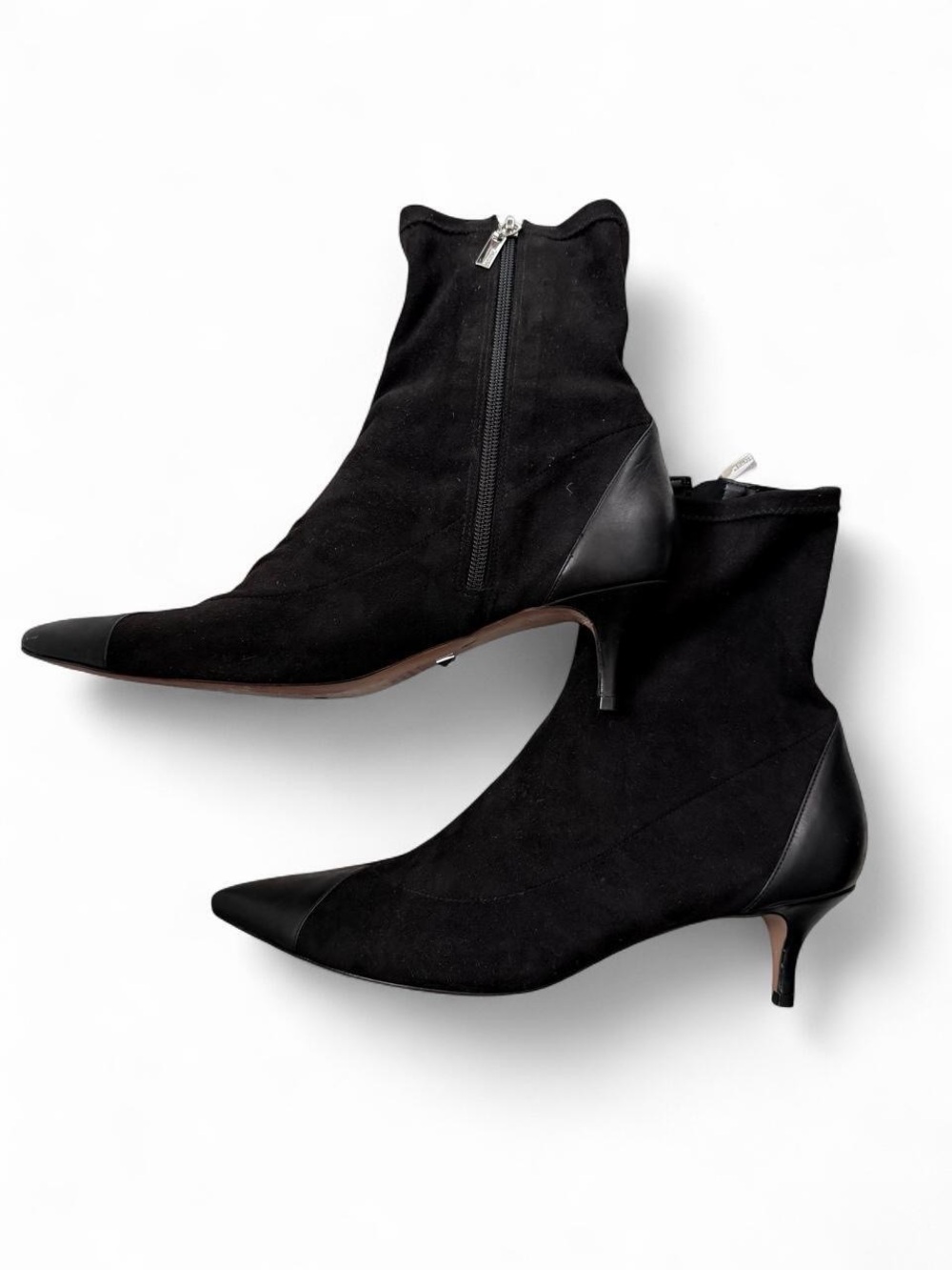 SCHUTZ Black Pointed-Toe Kitten-Heel Ankle Boots